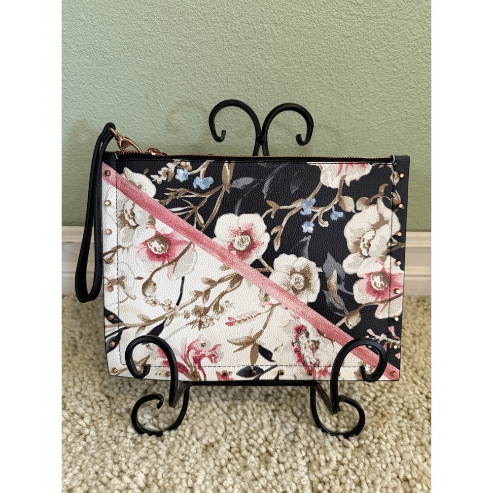 WHITE HOUSE BLACK MARKET Floral Zip Pouch Evening, Makeup Bag New Without Tags